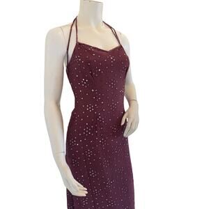 y2k 100% silk sequin beaded maxi dress sz m